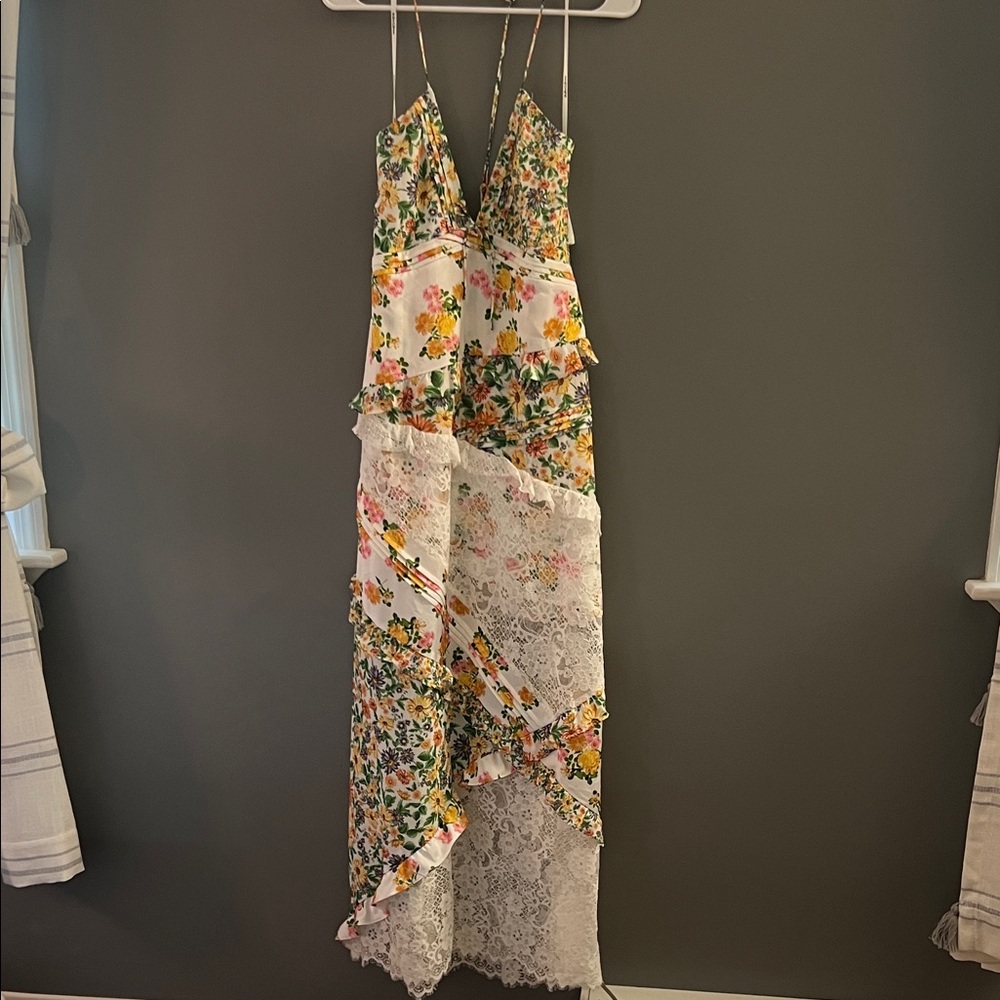 for Love and Lemons Floral Patchwork Maxi Dress with Lace